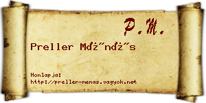 Preller Ménás névjegykártya